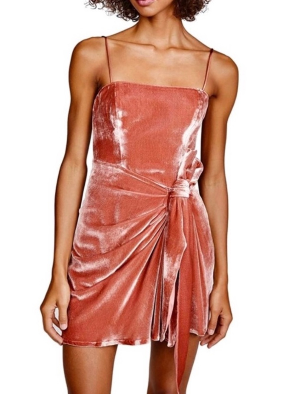 CINQ A SEPT PINK VELVET MINI DRESS